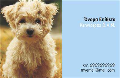 Επαγγελματική κάρτα για ΚτηνίατροιΑνακαλύψτε την ιδανική επαγγελματική κάρτα για τους κτηνίατρους! Αυτή η κάρτα διαθέτει ένα κομψό και επαγγελματικό σχέδιο που συνδυάζει αρμονικά χρώματα, ιδανικά επιλεγμένες γραμματοσειρές και ελκυστική διάταξη. Οι απαλά γήινοι τόνοι προσδίδουν μία ζεστή αίσθηση, ενώ τα διακριτικά στοιχεία του background ενισχύουν την αισθητική της κάρτας.Η κάρτα αυτή αντικατοπτρίζει τον επαγγελματισμό και την αξιοπιστία που απαιτεί το επάγγελμα του κτηνίατρου. Μπορείτε να είστε σίγουροι ότι οι πελάτες σας θα εντυπωσιαστούν με την ποιότητα και την εμφάνιση της κάρτας σας.Η προσαρμοστικότητα είναι ένα από τα κύρια πλεονεκτήματα αυτού του σχεδίου. Έχετε τη δυνατότητα να προσθέσετε το όνομά σας, το τηλέφωνο επικοινωνίας, το λογότυπό σας και άλλα στοιχεία που θα κάνουν την επικοινωνία πιο εύκολη και άμεση για τους πελάτες σας.Η κάρτα αυτή δεν είναι μόνο μία επαγγελματική κάρτα, αλλά και ένα εργαλείο προώθησης των υπηρεσιών σας. Με την κατάλληλη προβολή, μπορείτε να ενημερώσετε τους πελάτες σας για τις προσφερόμενες υπηρεσίες ή προϊόντα σας και να δημιουργήσετε θετική εντύπωση.Μην χάσετε τη ευκαιρία να ξεχωρίσετε στον τομέα σας! Αυτή η επαγγελματική κάρτα είναι σχεδιασμένη για να σας βοηθήσει να κάνετε την καλύτερη εντύπωση. Μπορείτε να κάνετε όποιες αλλαγές θέλετε μέσω του online σχεδιαστικού εργαλείου.